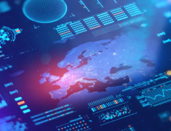 Pantalla en la que se reflejan datos sobre Europa y parte de Asia